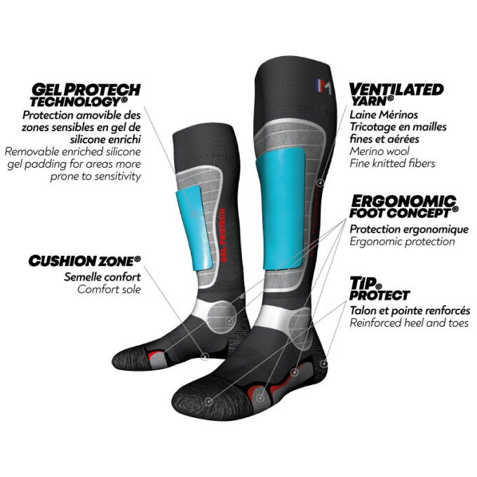 GELPROTECH SKI KNEE-HIGHS WOOL GREY
