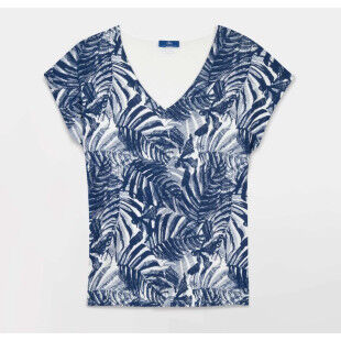 T-Shirt TBS Organic Cotton Blue Floral Design