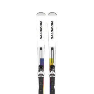 Salomon E ADDIKT PRO piste ski pack + Z12 GW F80 bindings White/Black/Safety Yellow