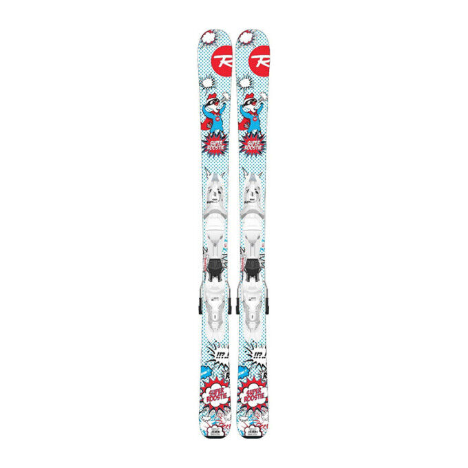Pack of Rossignol SUPER ROOSTIE + FIX TEAM4 children's skis Pack of Rossignol SUPER ROOSTIE + FIX TEAM4 children's skis
