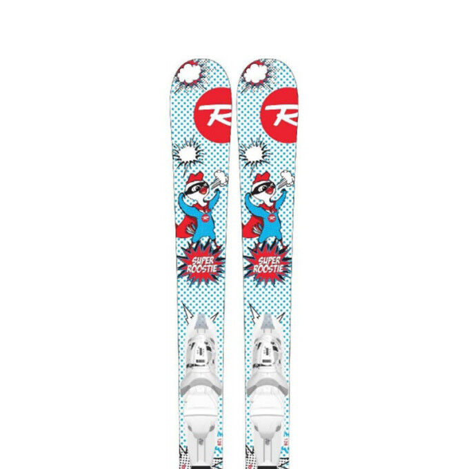 Pack of Rossignol SUPER ROOSTIE + FIX TEAM4 children's skis Pack of Rossignol SUPER ROOSTIE + FIX TEAM4 children's skis