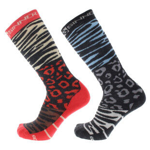 LADIES SKI SOCKS ANIMAL CORAL