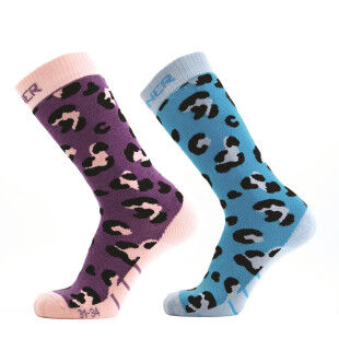 KIDS SKI SOCKS ANIMAL PRP/BLU