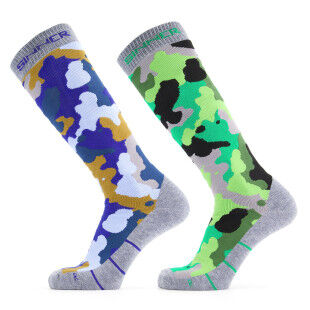MENS SKI SOCKS CAMO P BLU/GRN