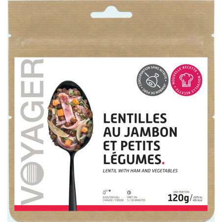 Repas lyophilisé Voyager Lentilles au jambon et petits légumes 120g