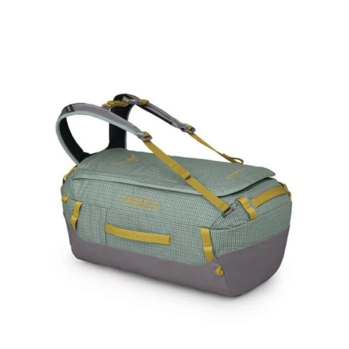 osprey 40l transporter duffel bag 40 Pine Leaf protected by an overlapping rain flap for weatherproof safety Osprey Transporter 40 Duffel Bag