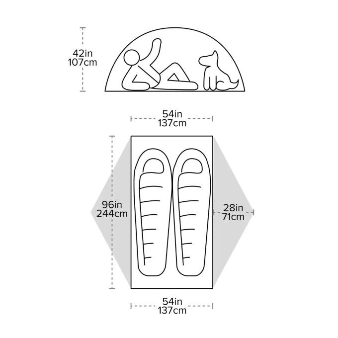 Big Agnes COPPER SPUR UL2 XL Zelt – Ultraleichtes 2-Personen-Zelt, geräumig und strapazierfähig
