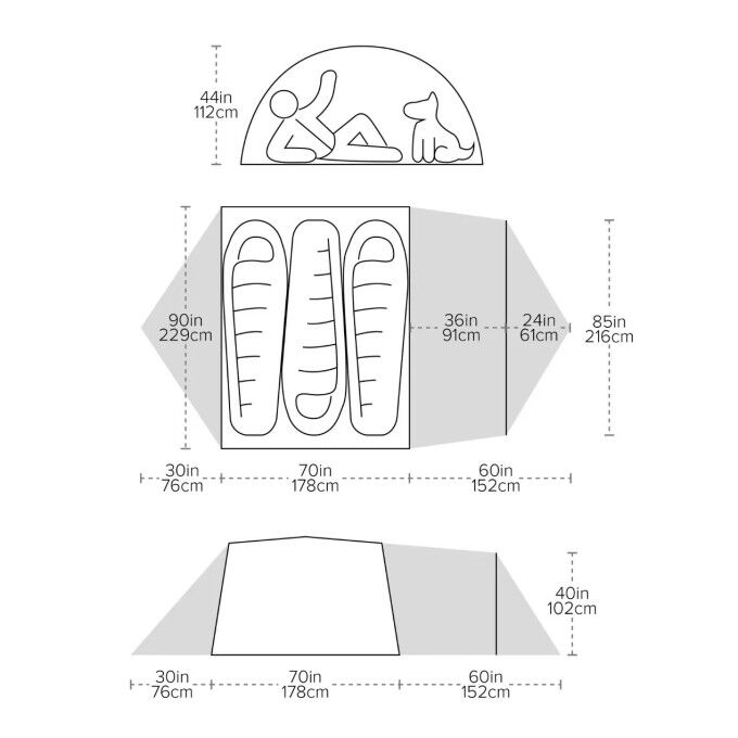 Big Agnes Blacktail 3 Hotel Tent - Sleeps 3 | Lightweight & Spacious