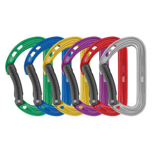 Petzl SPIRIT – Pack of colored curved carabiners for climbing