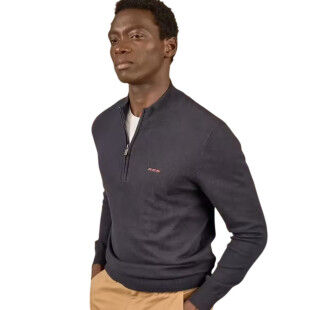 Navy blue crew neck sweater MISE AU GREEN – Cotton & cashmere