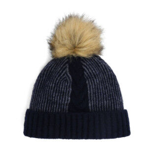 Bonnet Femme Spyder Plait Pom - Slate Blue : confort et style en hiver