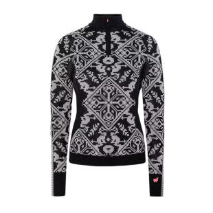 Saga Demi-Zip Black – Warm and breathable merino wool base layer
