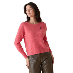 Pull Matelot Femme - Col Rond & Manches Bouffantes | Broche Diplodocus