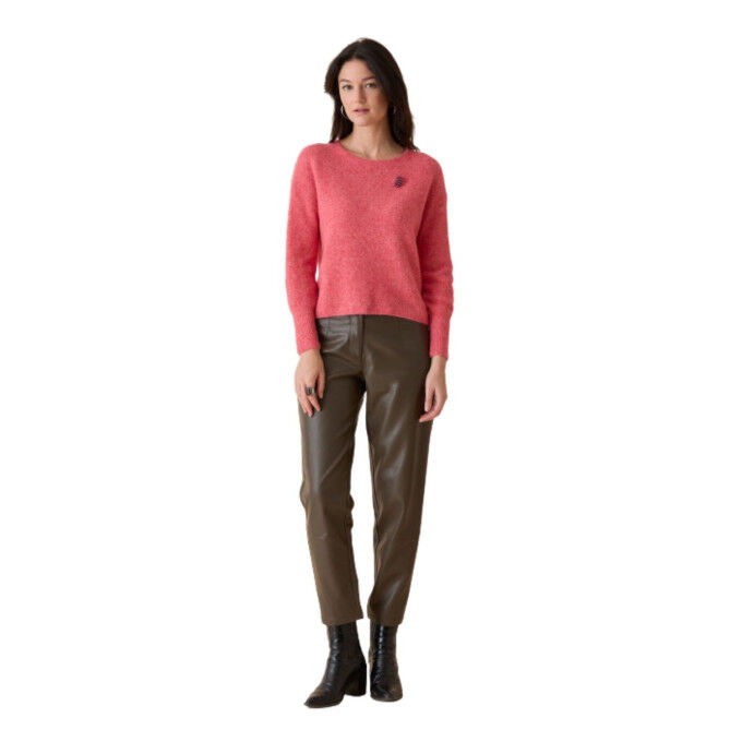 Pull Matelot Femme - Col Rond & Manches Bouffantes | Broche Diplodocus