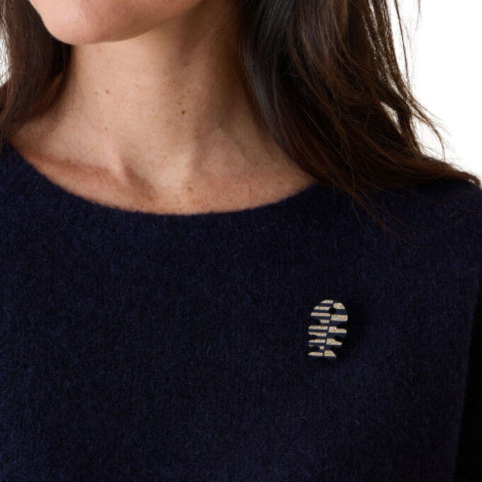 Women's Sailor Sweater - Round Neck & Puff Sleeves | Diplodocus Brooch