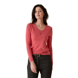 Damen-T-Shirt mit V-Ausschnitt Fish CODE: Eleganz neu interpretiert in Baumwolle