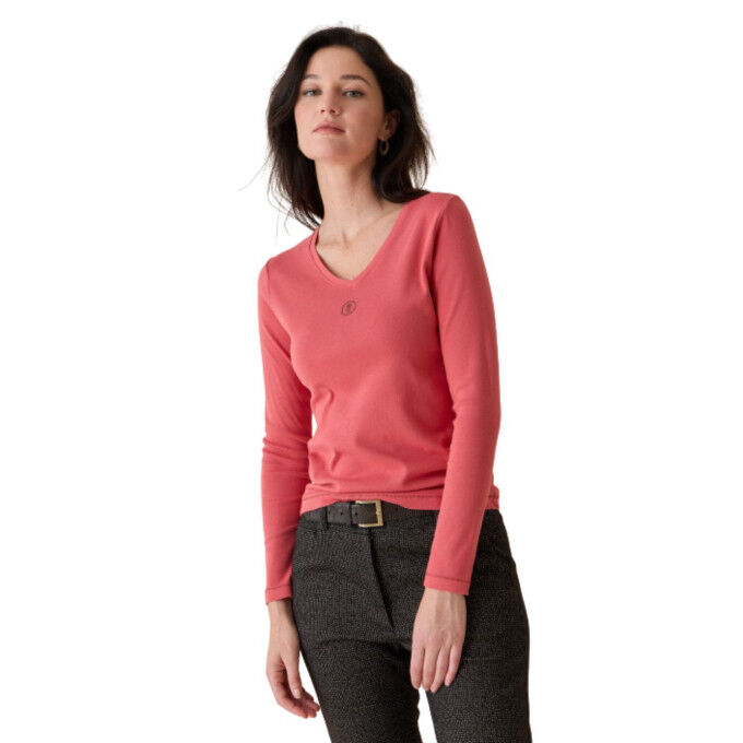 Maglietta con scollo a V da donna Fish CODE: l'eleganza rivisitata in cotone
