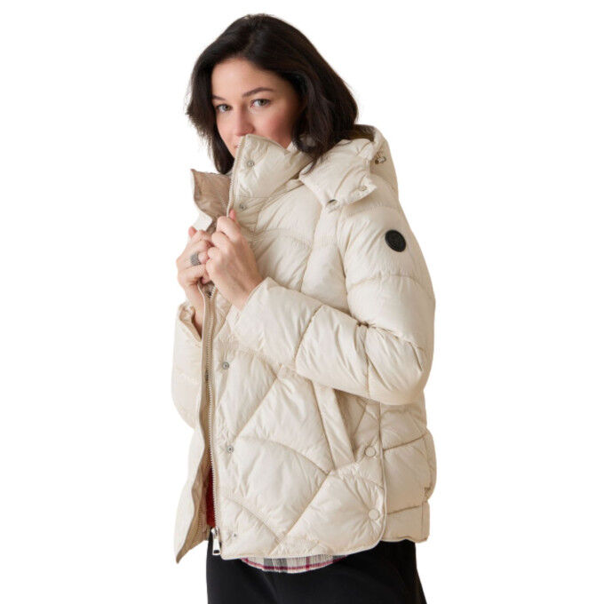 Damen-Daunenjacke Diplodocus Elfenbein: Eleganz und urbaner Komfort