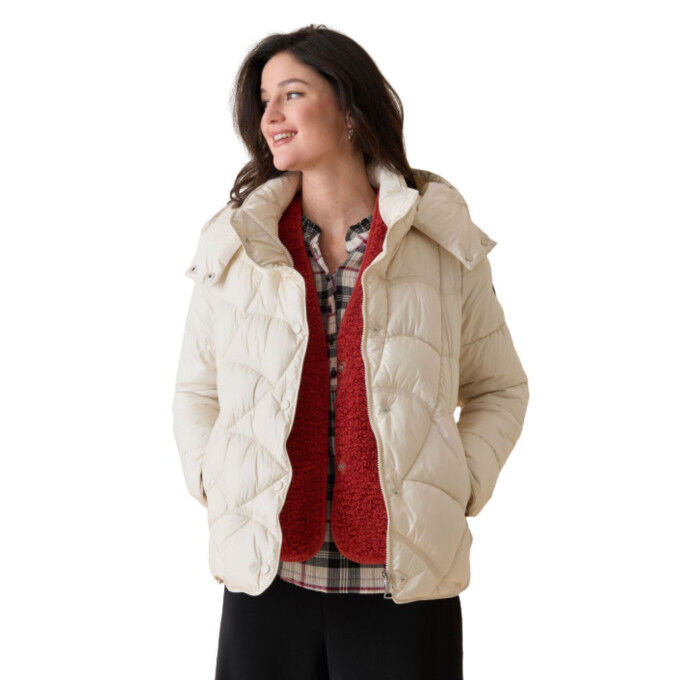Damen-Daunenjacke Diplodocus Elfenbein: Eleganz und urbaner Komfort