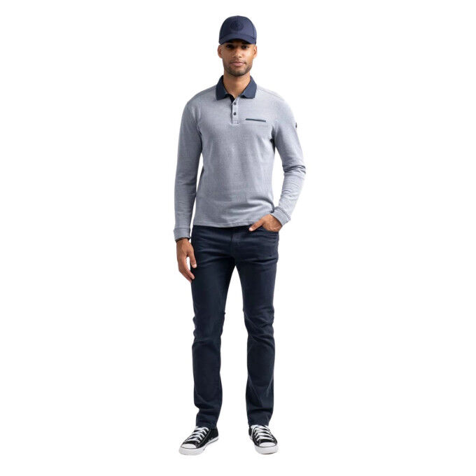 Sun Valley Belviuw – Dark Indigo: Men's ML polo shirt for everyday wear