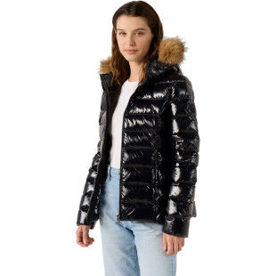 Jott Luxe Black Lacquered Down Jacket | Warmth &amp; Elegance