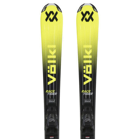 Pack de esquís junior Völkl Racetiger JR Yellow + fijaciones VMOT JR