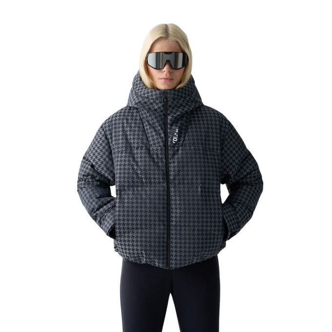 Chaqueta de esquí para mujer Colmar con estampado de pata de gallo: estilo y rendimiento en las pistas.