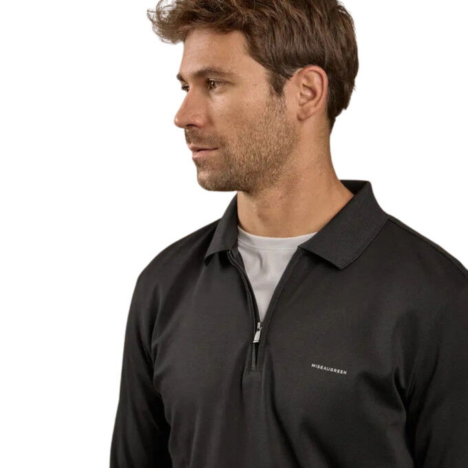 Polo manches longues Mise Au Green Ellian Noir – Élégance et confort en coton bio