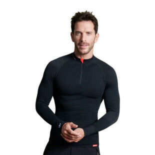 T-shirt col zippé DAMART SPORT Thermolactyl Energy 4 Homme - Noir