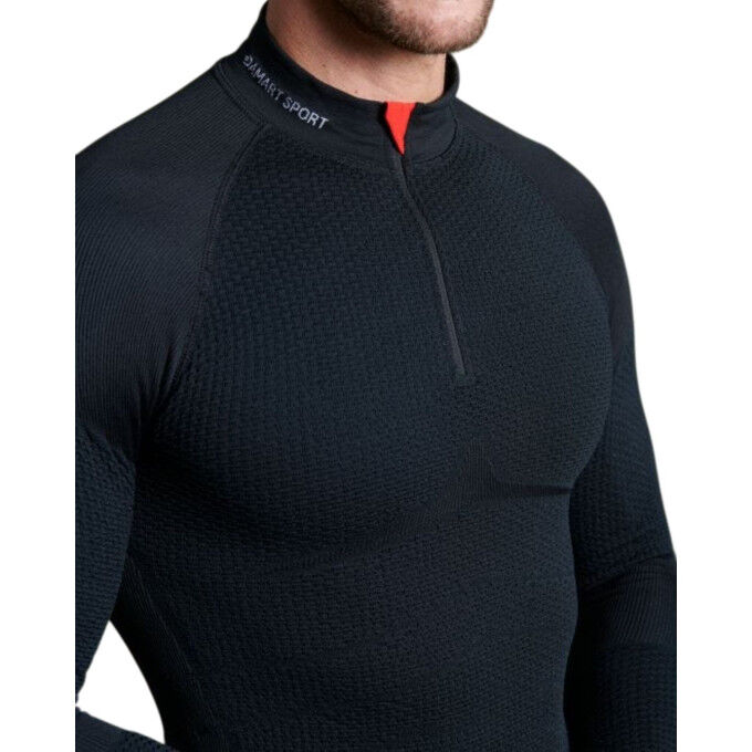 T-Shirt mit Reißverschlusskragen DAMART SPORT Thermolactyl Energy 4 Herren – Schwarz