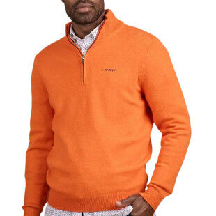 Orange Mise Au Green trucker collar sweater: warmth and style for everyday wear