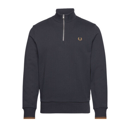 Sudadera con medio cremallera para hombre FRED PERRY - NAVY/DARK CARAMEL