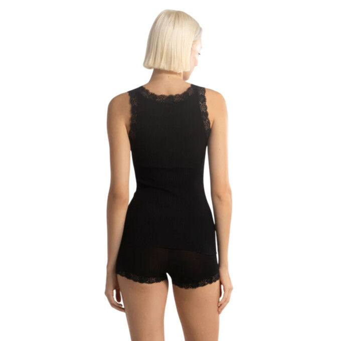 Wool and silk tank top with Leavers lace OSCALITO