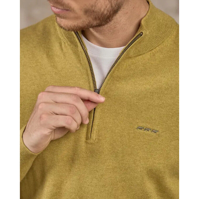 Maglione con collo alla coreana verde MISE AU GREEN – Cotone e cashmere