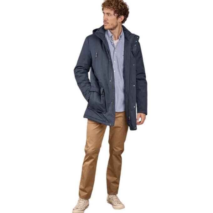 Parka effetto trame con cappuccio Uomo Mise au Green - Blu navy