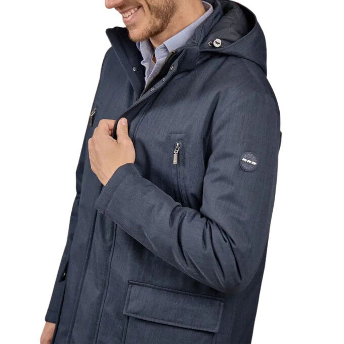 Parka effetto trame con cappuccio Uomo Mise au Green - Blu navy