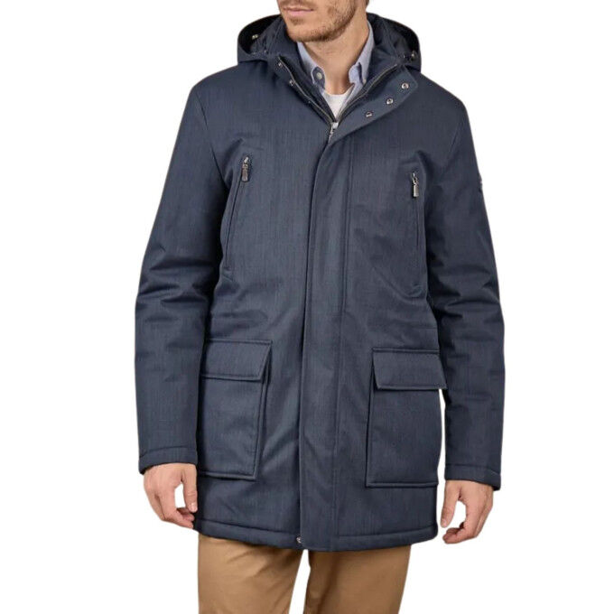 Parka mit Kapuze und Weboptik für Herren Mise au Green – Marineblau
