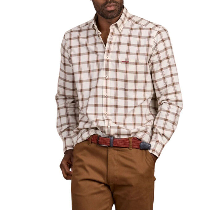 Camisa de hombre Mise Au Green Cupola Terracotta: elegancia a cuadros