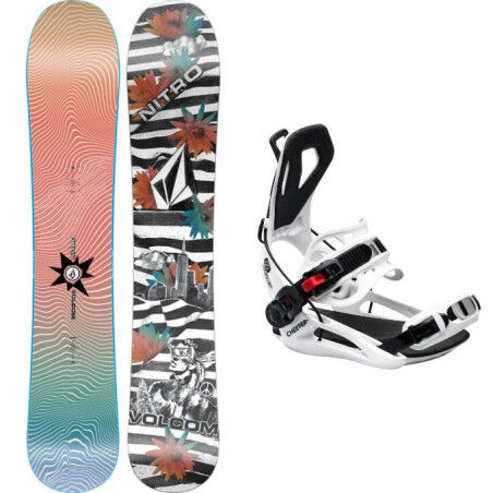 Nitro 25 ALTERNATOR X VOLCOM Snowboard-Set + Bindungen : Größe der Skier - 160