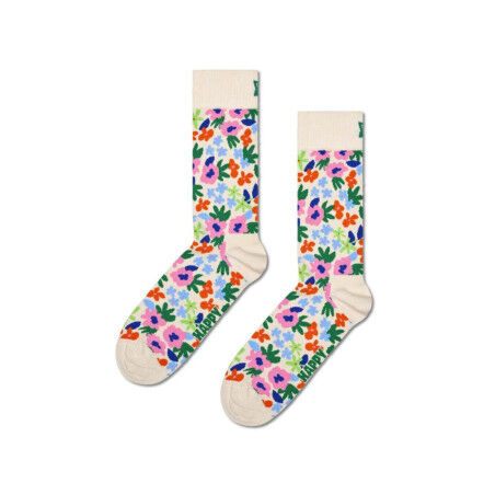 Happy Socks Flower Sock White: playful socks with a floral design