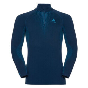 Odlo T-SHIRT 1/2 ZIP PERFORMANCE WARM blue