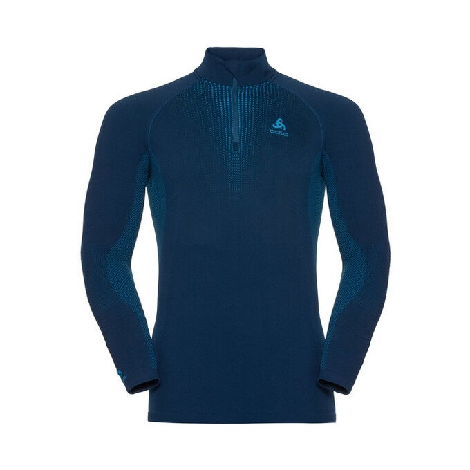 Odlo T-SHIRT 1/2 ZIP PERFORMANCE WARM blue
