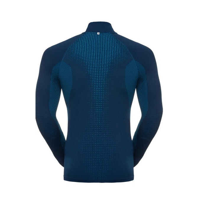 Odlo T-SHIRT 1/2 ZIP PERFORMANCE WARM bleu