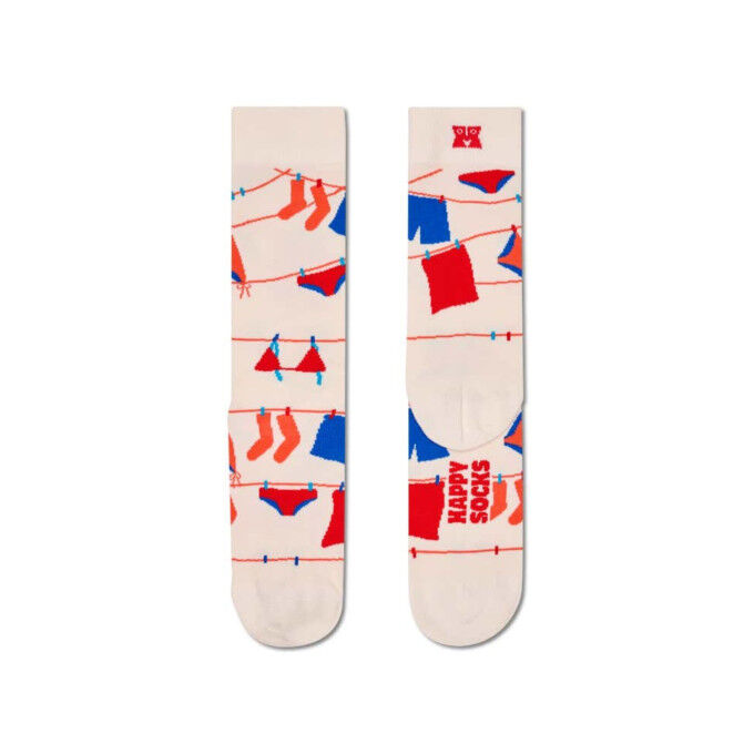 Happy Socks Clothesline Socks - White: fancy and comfortable