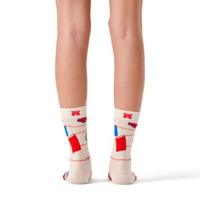 Happy Socks Clothesline Socks - White: fancy and comfortable