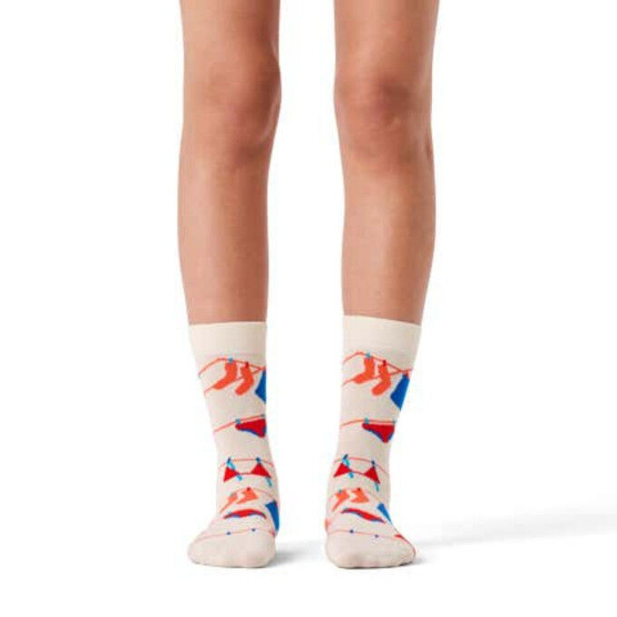 Happy Socks Clothesline Socks - White: fancy and comfortable