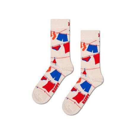 Happy Socks Clothesline Socks - White: fancy and comfortable