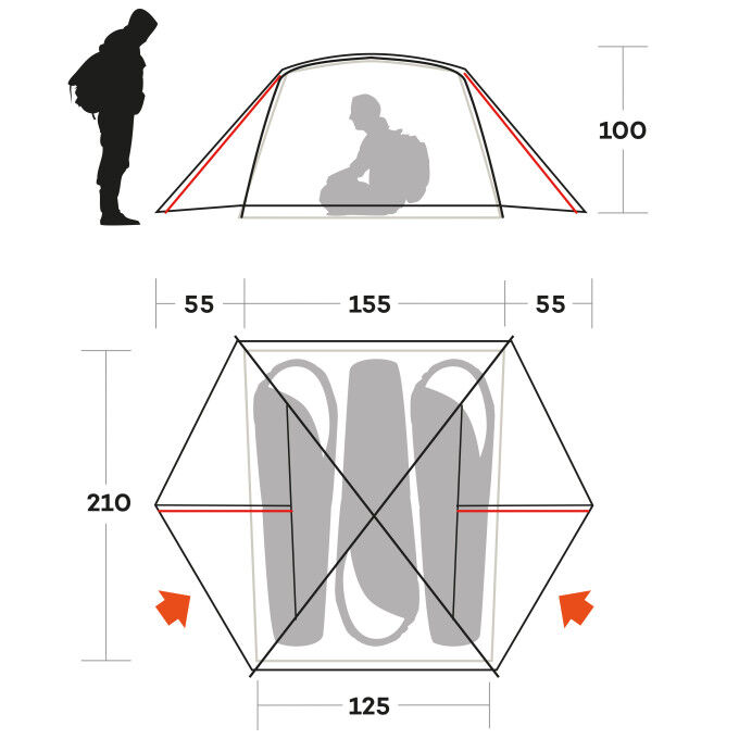 Tienda de campaña ultraligera Ferrino BLOW 3 para 3 personas