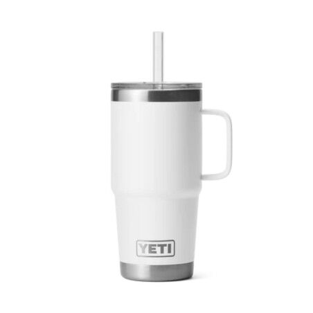 YETI Rambler 25 oz Straw Mug White: large-size insulated mug with straw