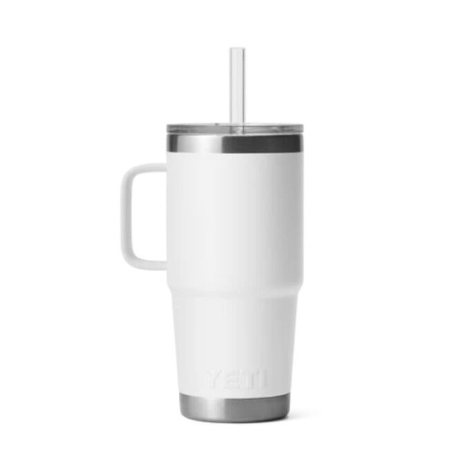 YETI Rambler 25 oz Straw Mug White: taza térmica grande con pajita